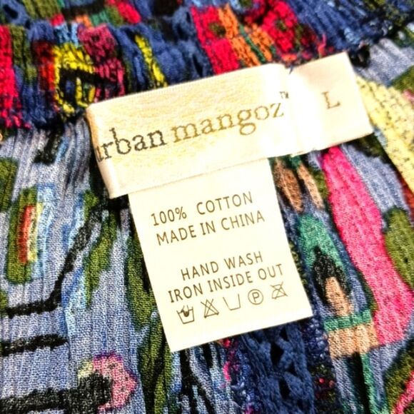 Urban Mangoz Off Shoulder Cotton Stretch Colorful Abstract Midi Dress Large - Picture 3 of 6